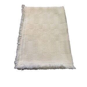 Vintage Wool Blanket Tapestries Ireland Helena Ruuth Cream Geometric Fringe